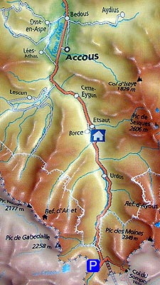Carte de la valle d'Aspe