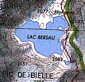 Extrait de la carte IGN - Lac Bersau