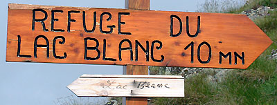 Panneau d'indication du lac blanc