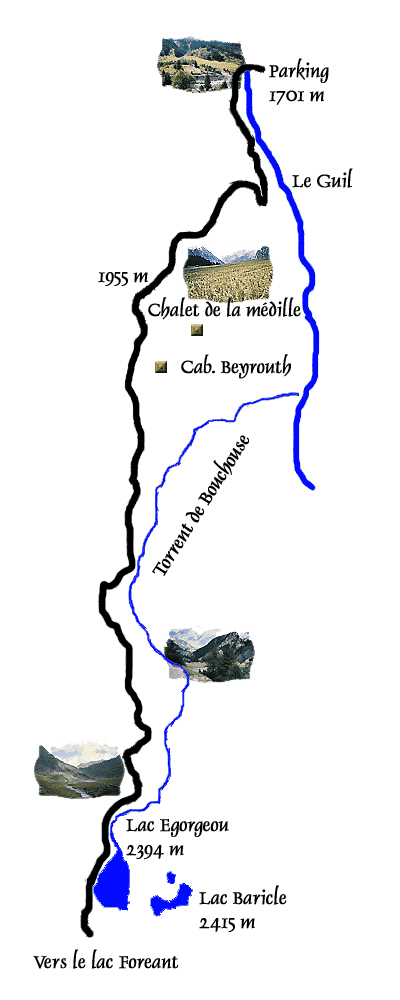 Carte topo du lac baricle