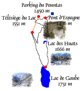 Carte topo du lac de gaube