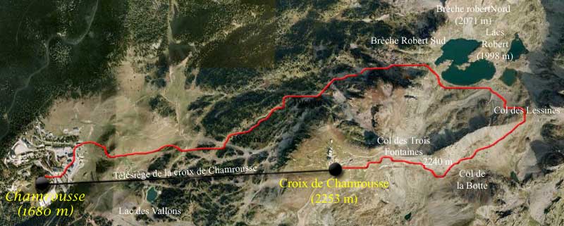 Carte topo pour aller aux lacs Robert