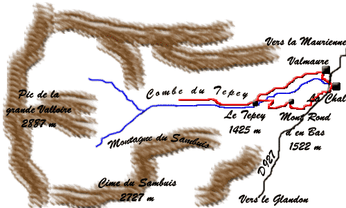 Itinraire pour atteindre le mont rond d'en bas