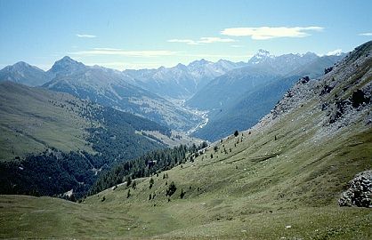 La haute valle du Guil, au fond le Viso