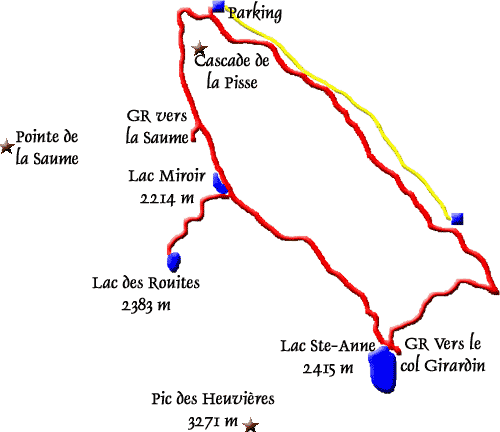 Topo lac miroir, lac ste anne et lac des Rouites