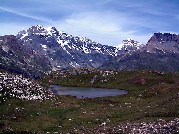 Lac du Lait ou lac aux Limnes, col de la Vanoise, Pointe Mathews, Grande Casse et Grande Motte