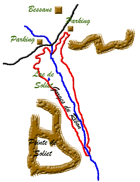 Topo de la balade dans le vallon du ribon