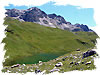 Le lac de la Plagne depuis Peisey nancroix dans la tarentaise