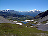 Le lac sans fond, en arrire planc l'Aiguille de la grande Sassire, Le Mont Pourri et le lac du chevril