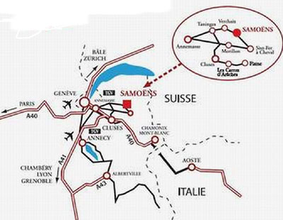 Plan d'accs  la valle du giffre et  samoens