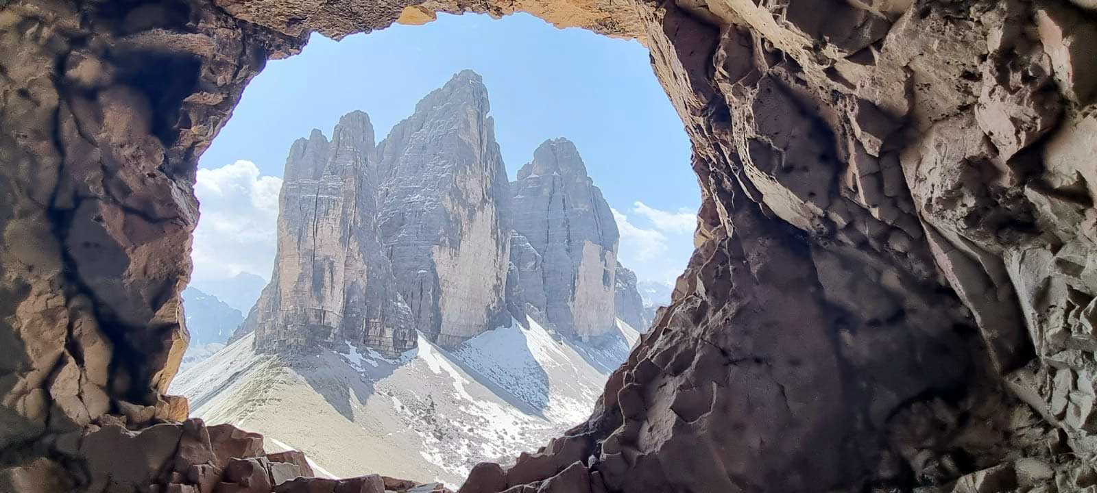 Les tre cime depuis le tunnel