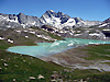 Lac blanc, au fond le glacier de la Masse avec les pointes de la Partie et de l'Echelle